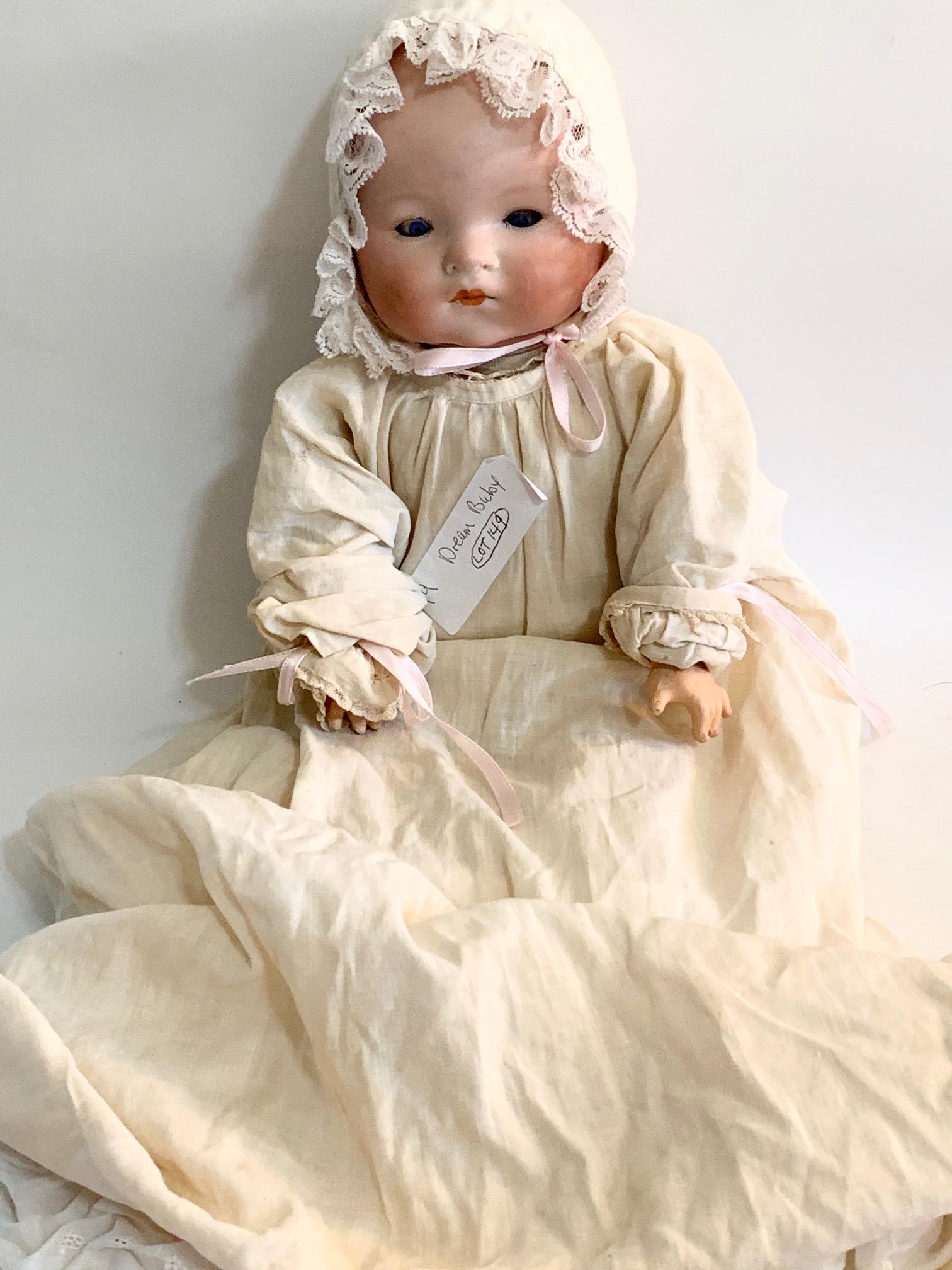 B11: Armand Marseille Dream Baby 16" German Bisque Doll: ; blue sleep eyes; original body; eye chip. We do our best to list all possible flaws, these are vintage/antique dolls and are NOT perfect. Please refer to the photos as part of the description.