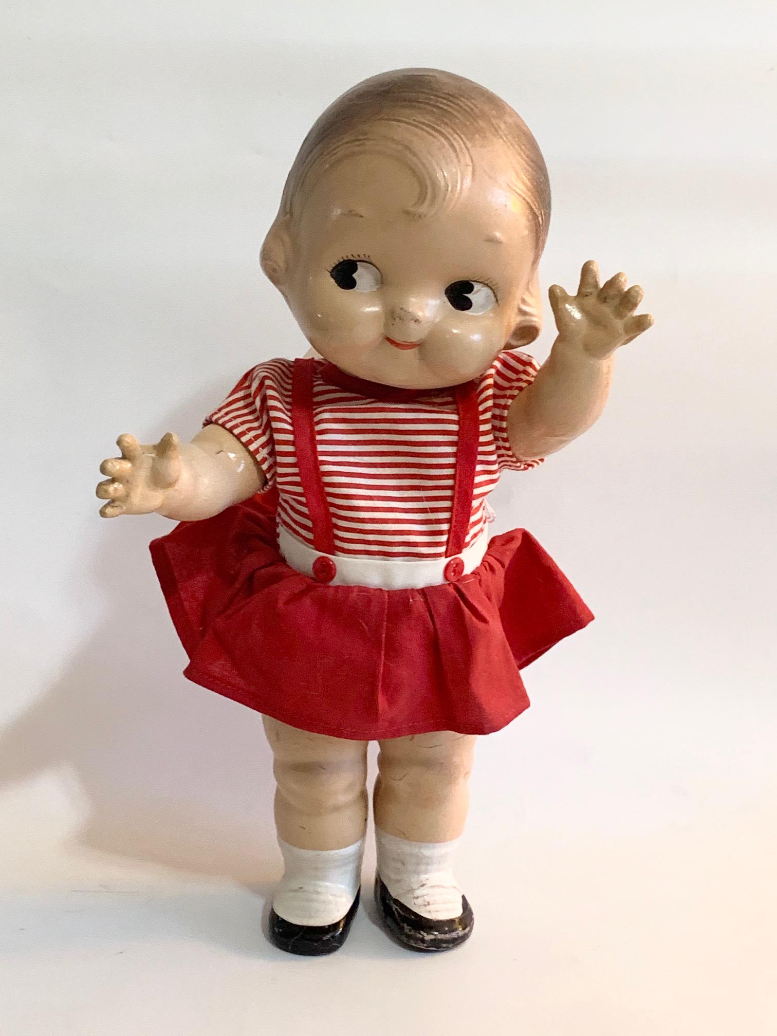 B12: 1948 Horsman Campbell Kid: 1948 Horsman Campbell Kid 12"composition; crazing; all original little girl dress;original molded painted hair. We do our best to list all possible flaws, these are vintage/antique dolls and are NOT p