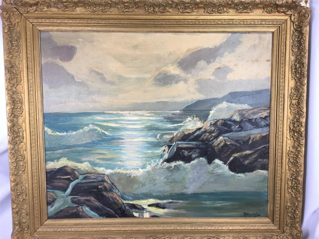19TH CENT OIL PAINTING OF OCEAN VIEWS ON BOARD SIGNED (1 of 4)