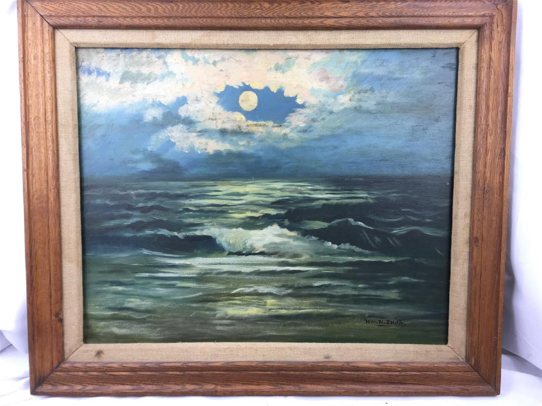 OIL PAINTING OF OCEAN VIEWS ON CANVOS SIGNED WILLIAM H: OIL PAINTING OF OCEAN VIEWS ON CANVOS SIGNED WILLIAM H SMITH. Framed. Image only size 19 in. by 15 1/2 in. Only ship to 48 states of USA. Shipping cost $60. Local pickup at our New Jersey Warehouse av