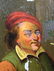 OIL PAINTING OF THREE MEN ON METAL PLAQUE SIGNED - 3
