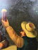 OIL PAINTING OF THREE MEN ON METAL PLAQUE SIGNED - 4