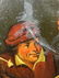 OIL PAINTING OF THREE MEN ON METAL PLAQUE SIGNED - 5