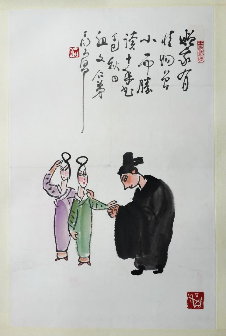 CHINESE SCROLL PAINTING OF THREE OPERAL FIGURES (1 of 5)