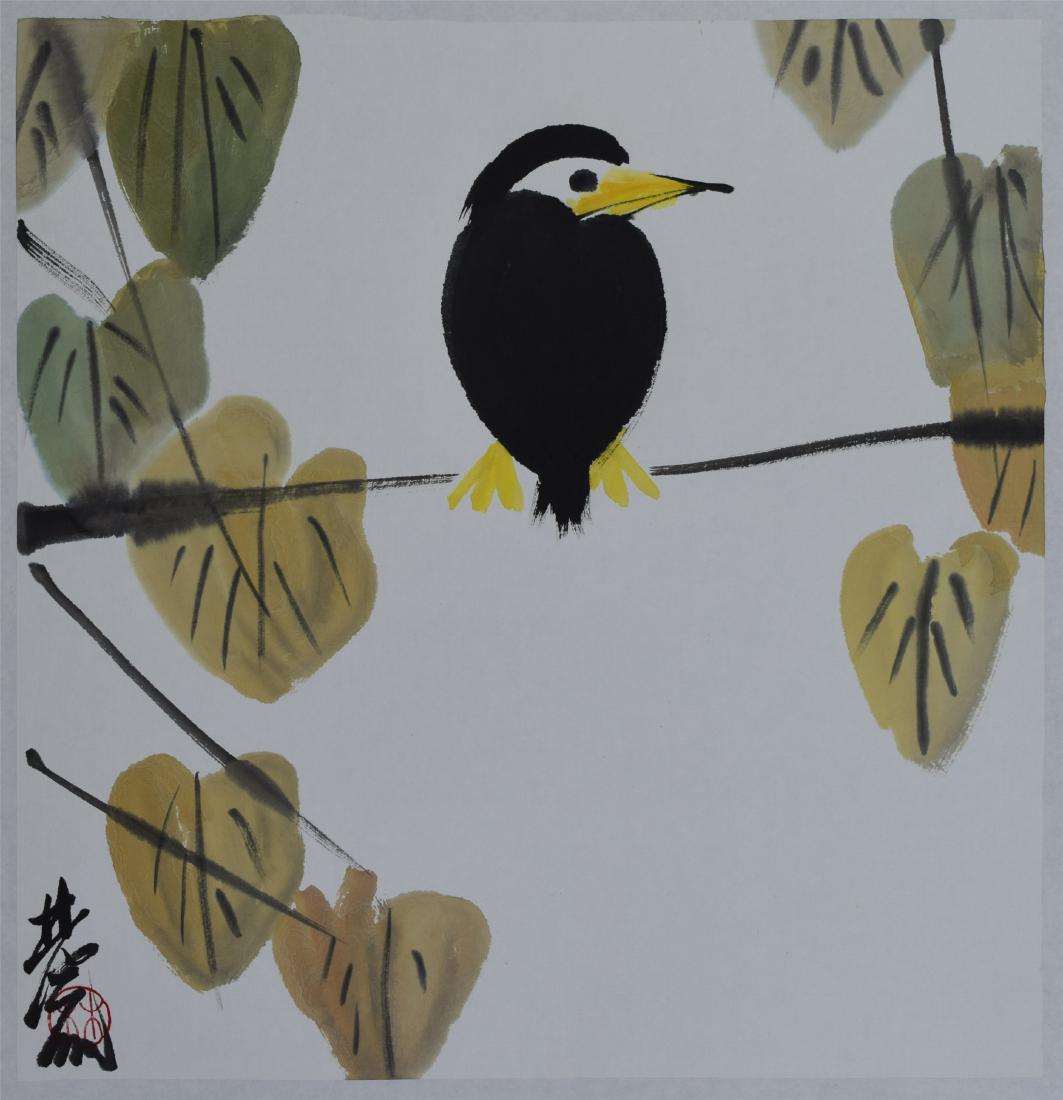 CHINESE SCROLL PAINTING OF BRID ON TREE: CHINESE SCROLL PAINTING OF BRID ON TREE. Signed and dated. Image only size 40 cm by 39 cm. Domestic shipping $20 and oversea $40. Combined shipping availabe. Local pickup at our NJ warehouse available
