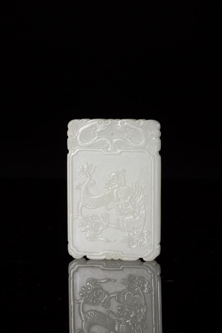 CHINESE NEPHRITE JADE  SQUARE PLAQUE (1 of 8)