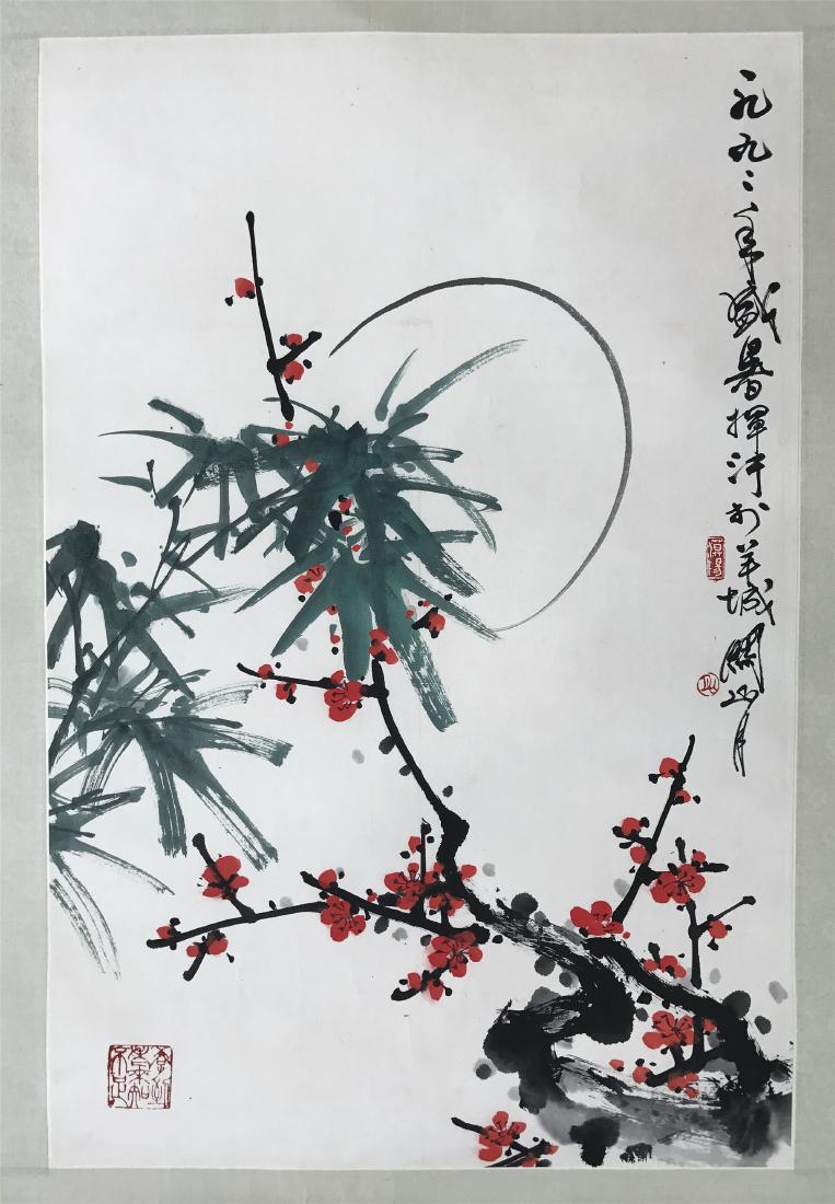 CHINESE SCROLL PAINTING OF BAMBOO AND FLOWER (1 of 5)