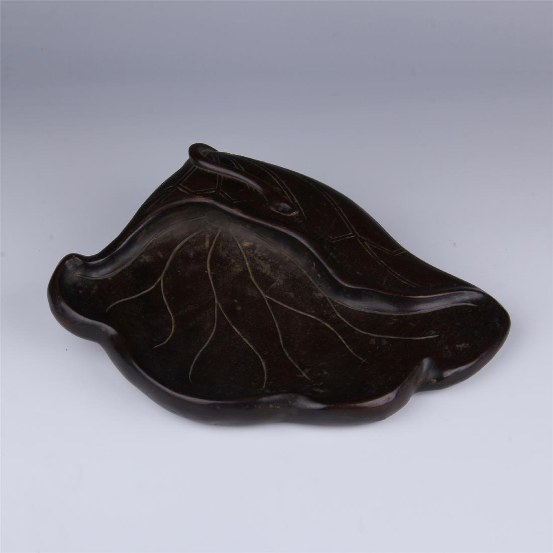CHINESE ZITAN LOTUS LEAF INK STONE (1 of 6)