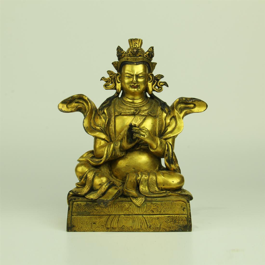 CHINESE GILT BRONZE SEATED GURU BUDDHA (1 of 10)