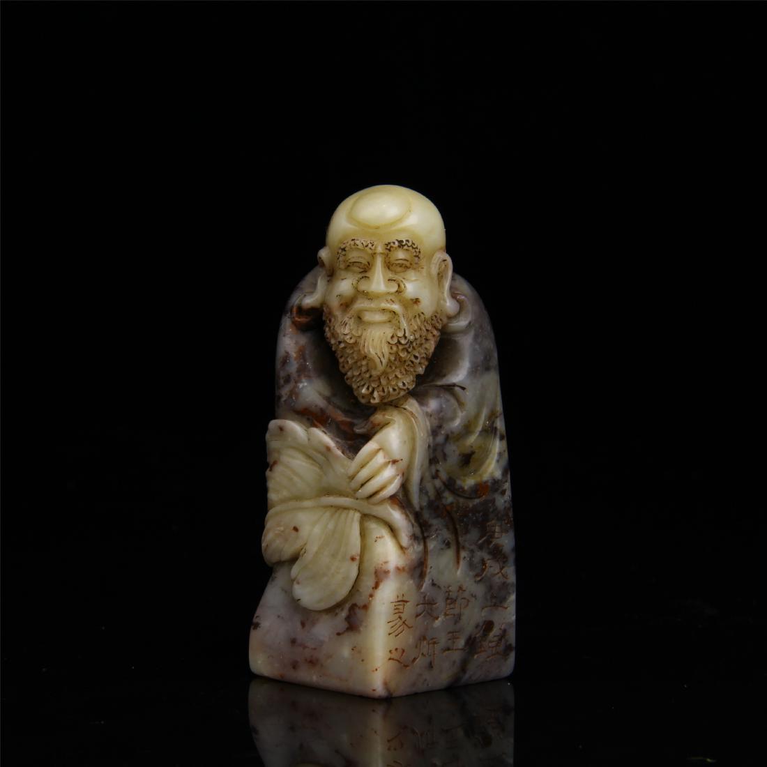 CHINESE SOAPSTONE SEAL: CHINESE SOAPSTONE SEAL. H . 6.6 cm. L. 2.6 cm. Weight 96 gram. Domestic shipping $20 and oversea $60. Combined shipping available. Local pickup at our NJ warehouse available. Contact us in advance if 
