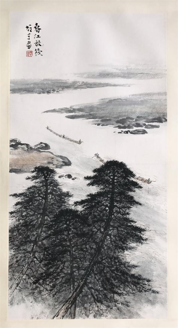 CHINESE SCROLL PAINTING OF RIVER VIEWS (1 of 3)