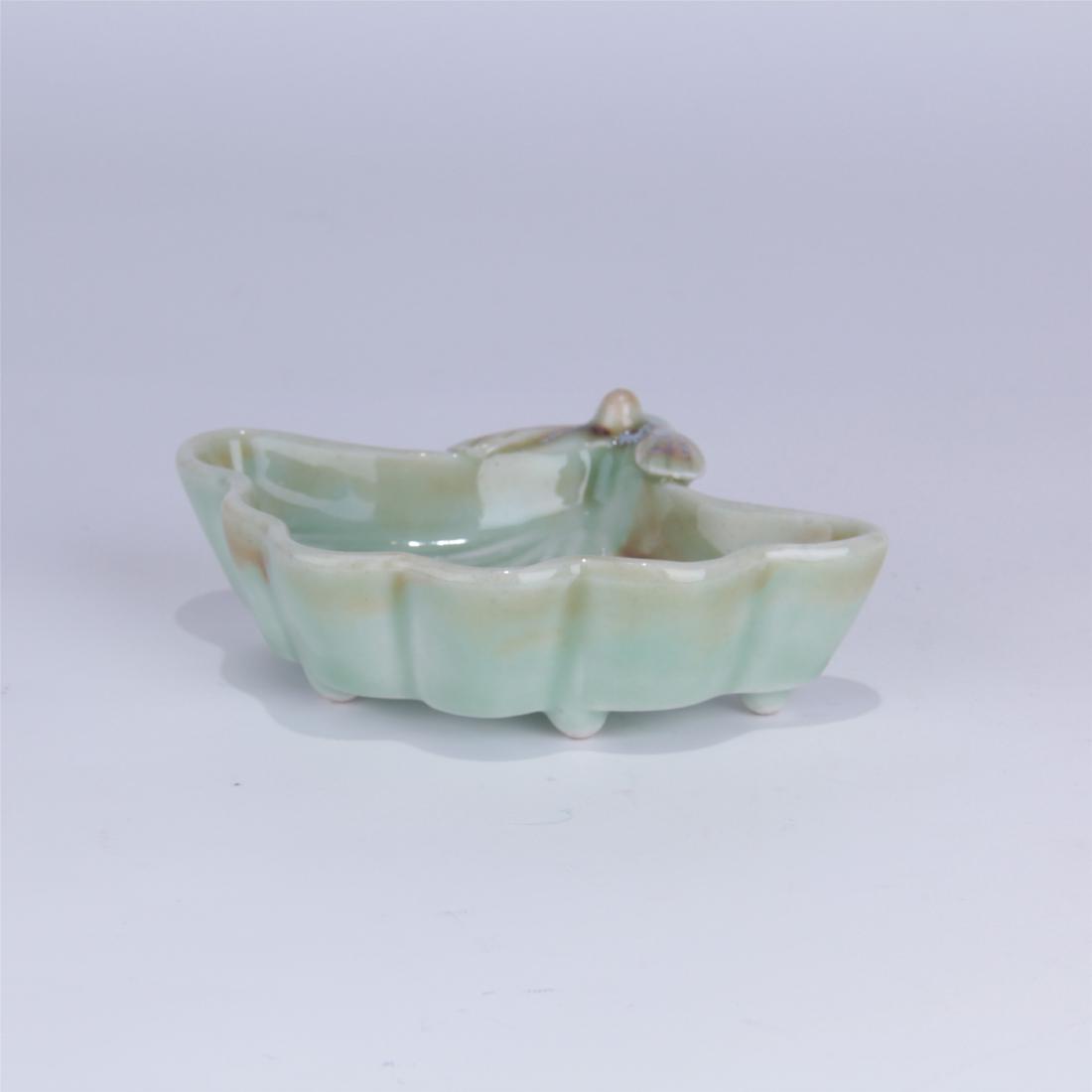 CHINESE PORCELAIN BRUSH WASHER: CHINESE PORCELAIN BRUSH WASHER. L. 11 cm. H. 9 cm. H. 2.5 cm. Domestic shipping $20 and oversea $60. Combined shipping available. Local pickup at our NJ warehouse available. Contact us in advance if y