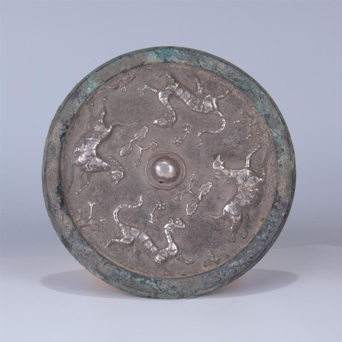 CHINESE SILVER INLAID BRONZE MIRROR (1 of 7)