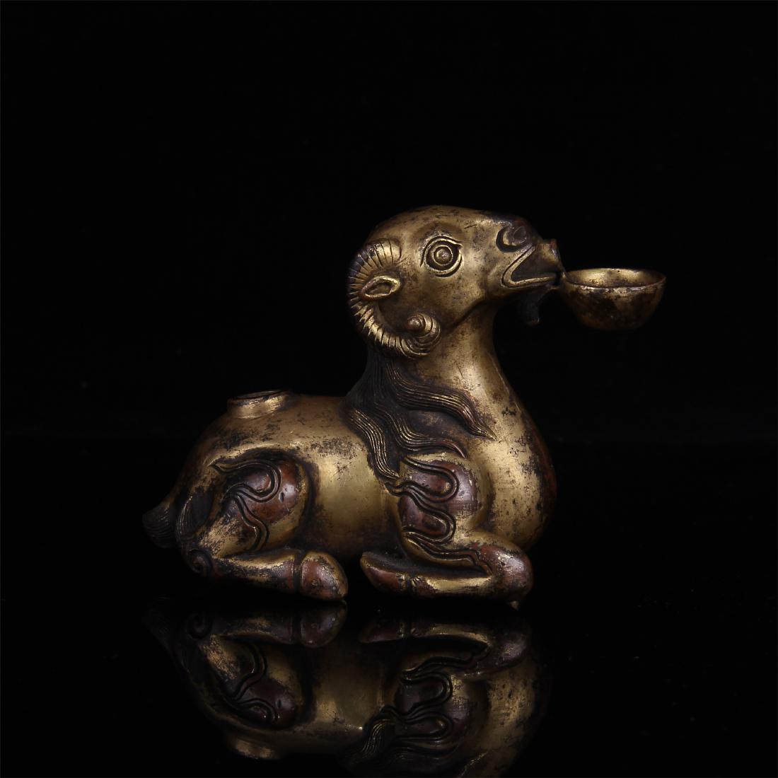 CHINESE GILT BRONZE RAM WATER DROPPER (1 of 10)