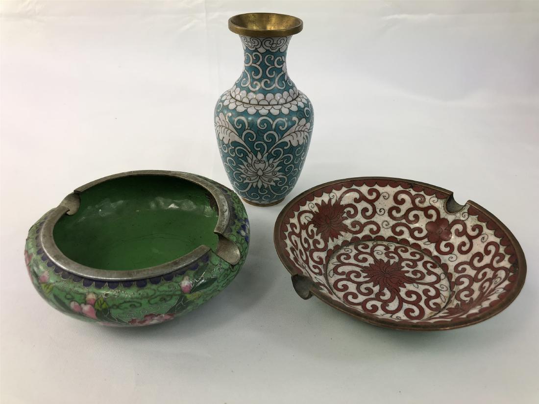 ESTATE THREE CHINESE CLOISONNE NO RESERVE (1 of 2)