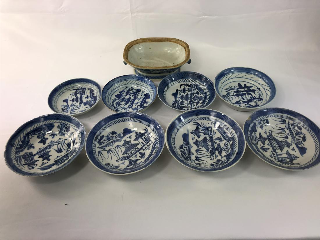 ESTATE NINE CHINESE EXPORT PORCELAIN NANKING PLATES NO (1 of 4)