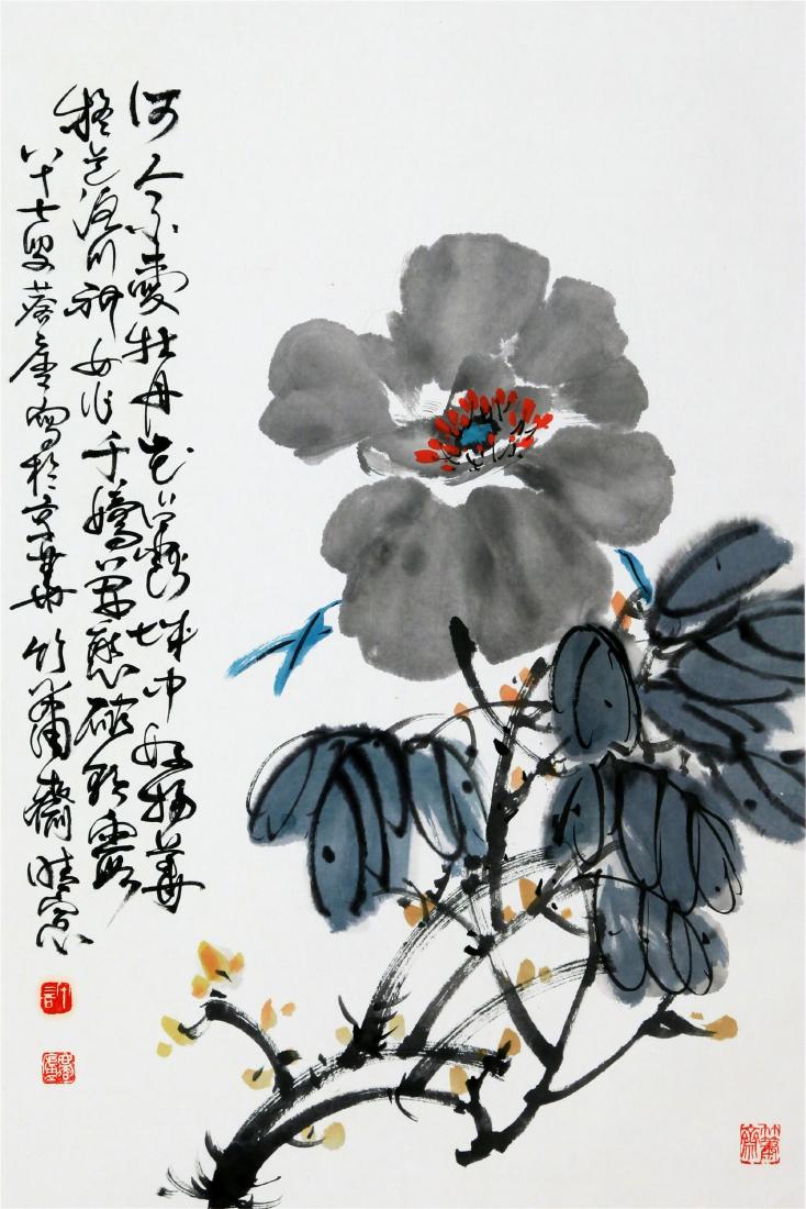 CHINESE SCROLL PAINTING OF PEONY FLOWER (1 of 5)