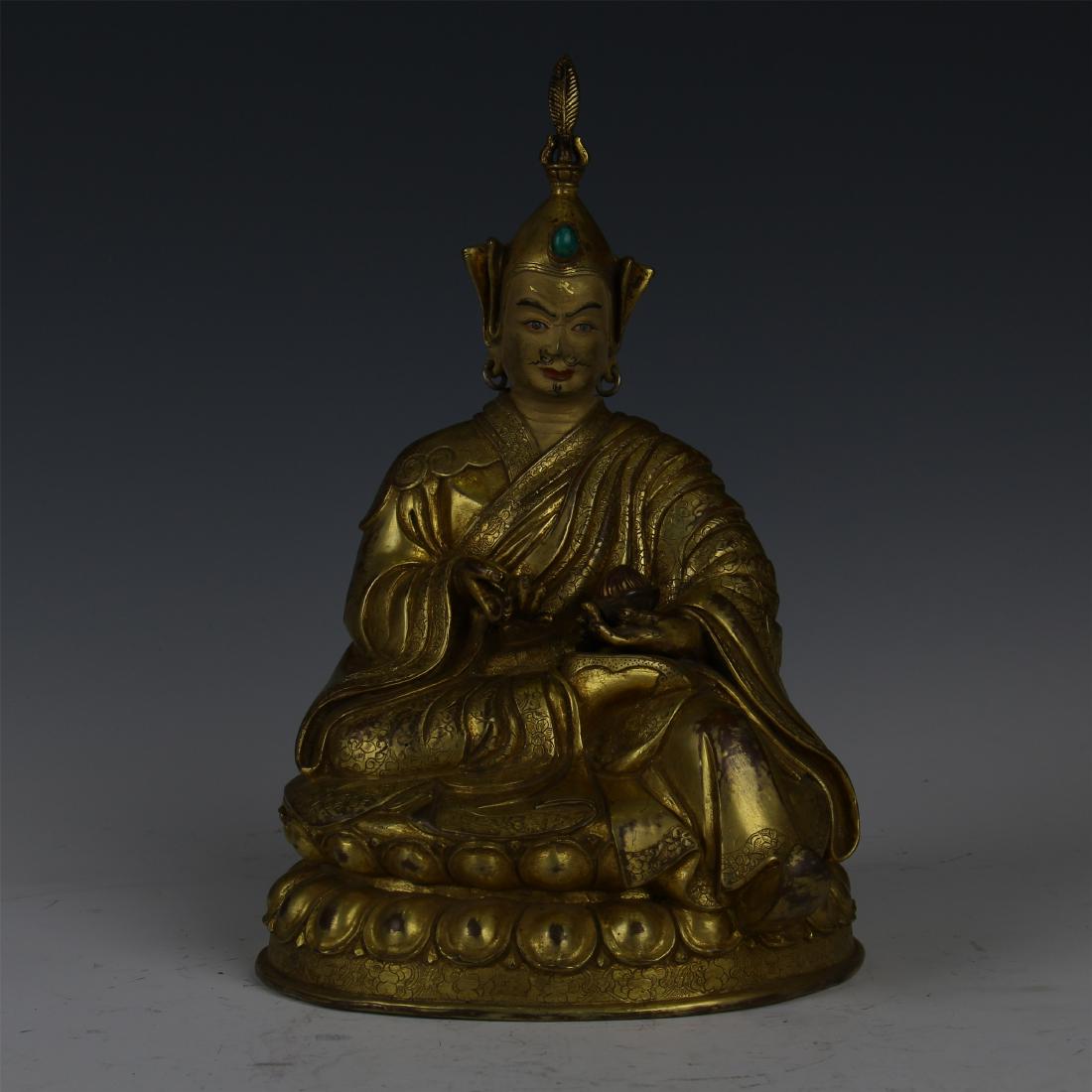 TIBETAN GILT BRONZE SEATED PADMASAMBHAVA (1 of 9)