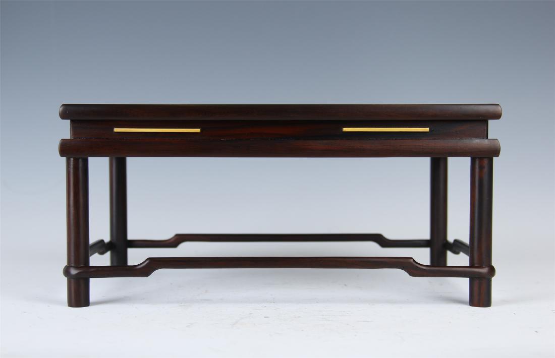 CHINESE MARBLE PLAQUE INLAID ZITAN LOW TABLE (1 of 6)