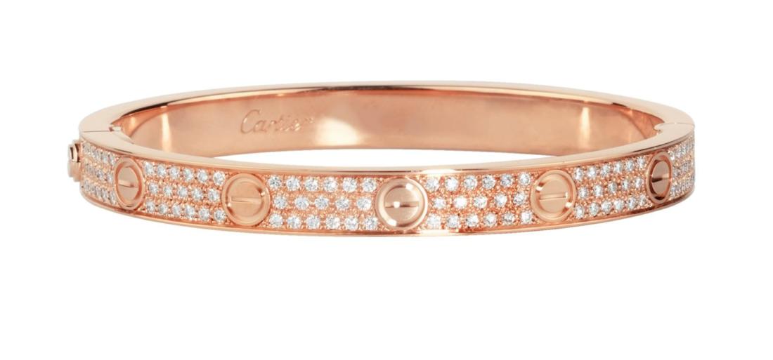 CARTIER STYLE LOVE 18K ROSE GOLD DIAMOND BRACELET WITH (1 of 4)