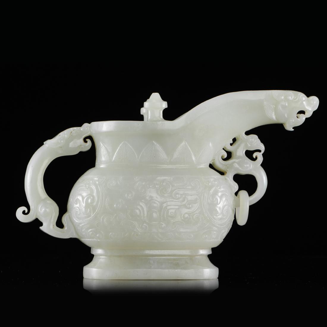CHINESE WHITE JADE DRAGON JUE CUP (1 of 6)