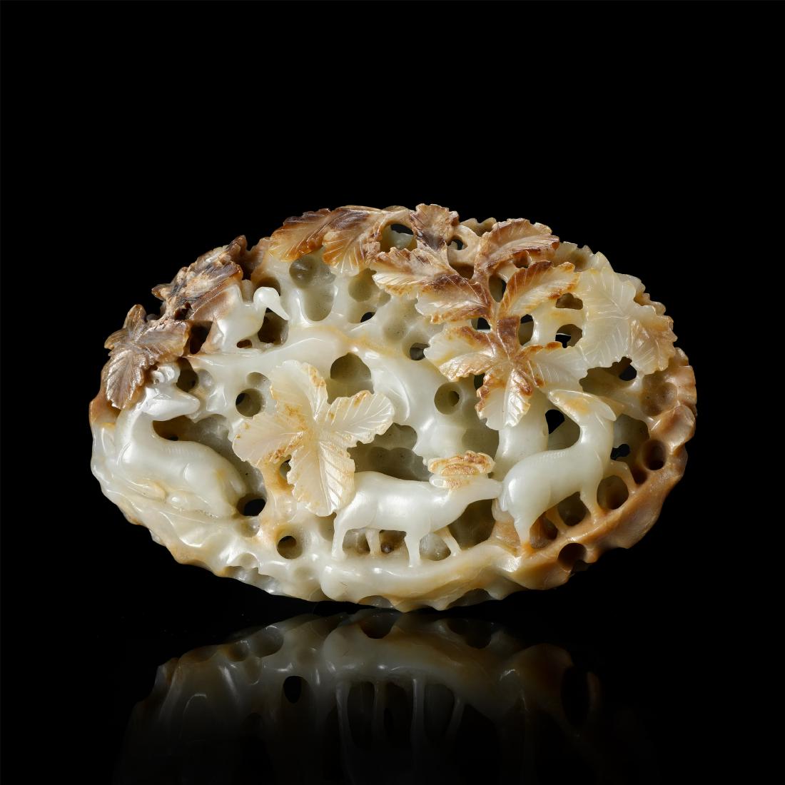 CHINESE JADE PIERCED CRAVED BIRD ROUND PLAQUE (1 of 11)