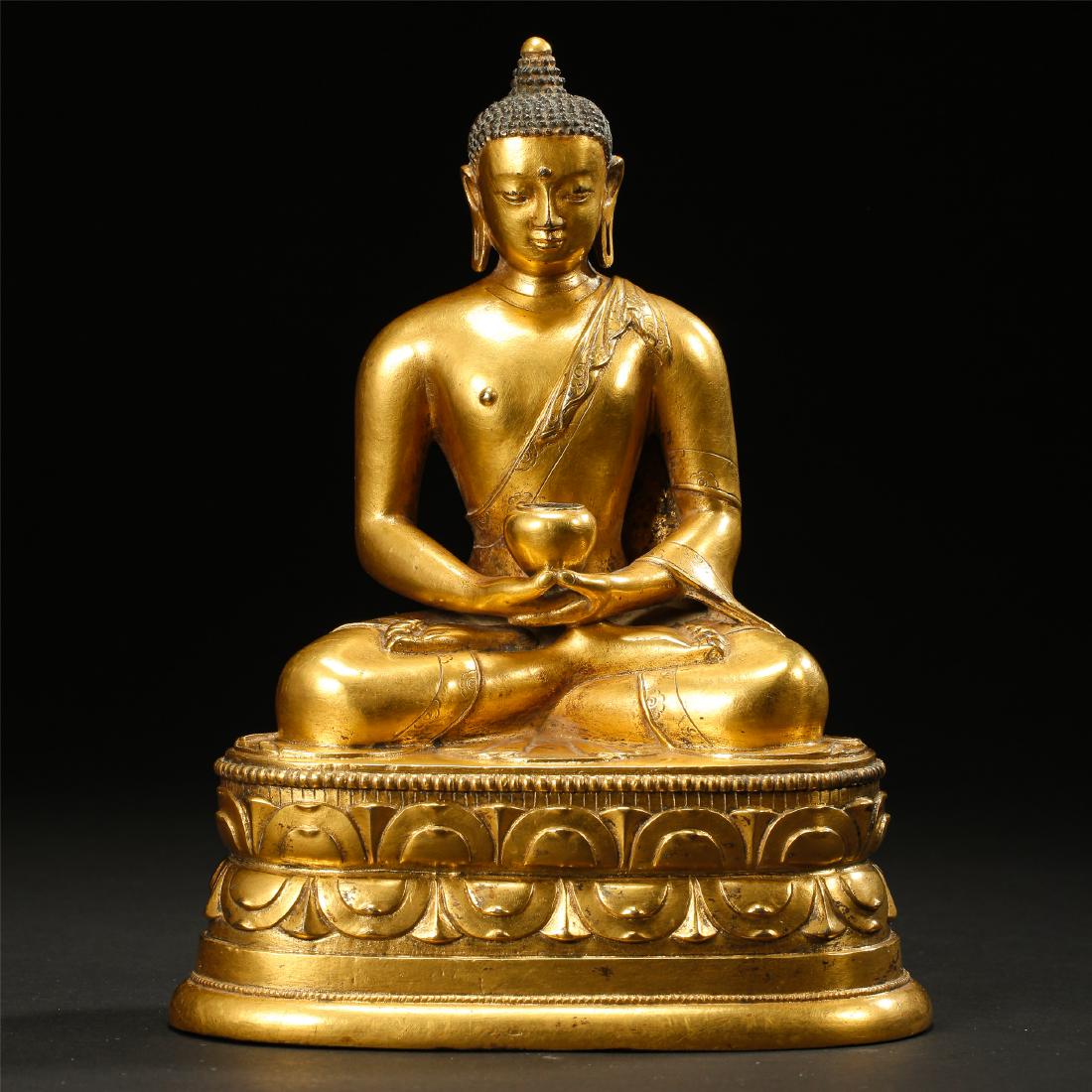 CHINESE GILT BRONZE SEATED BUDDHA (1 of 10)