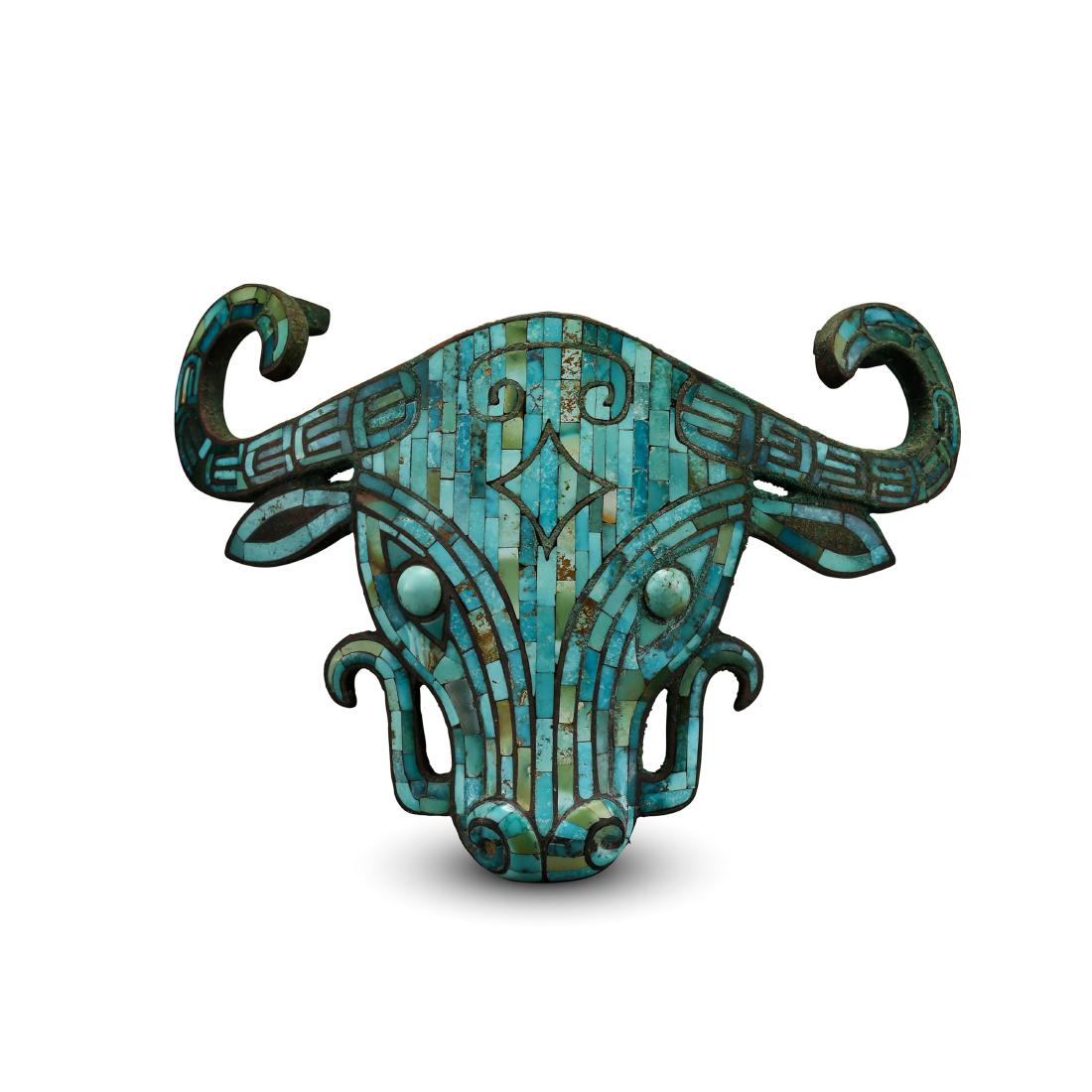 CHINESE TURQUOISE BRONZE OX HEAD HAN DYNASTY (1 of 10)