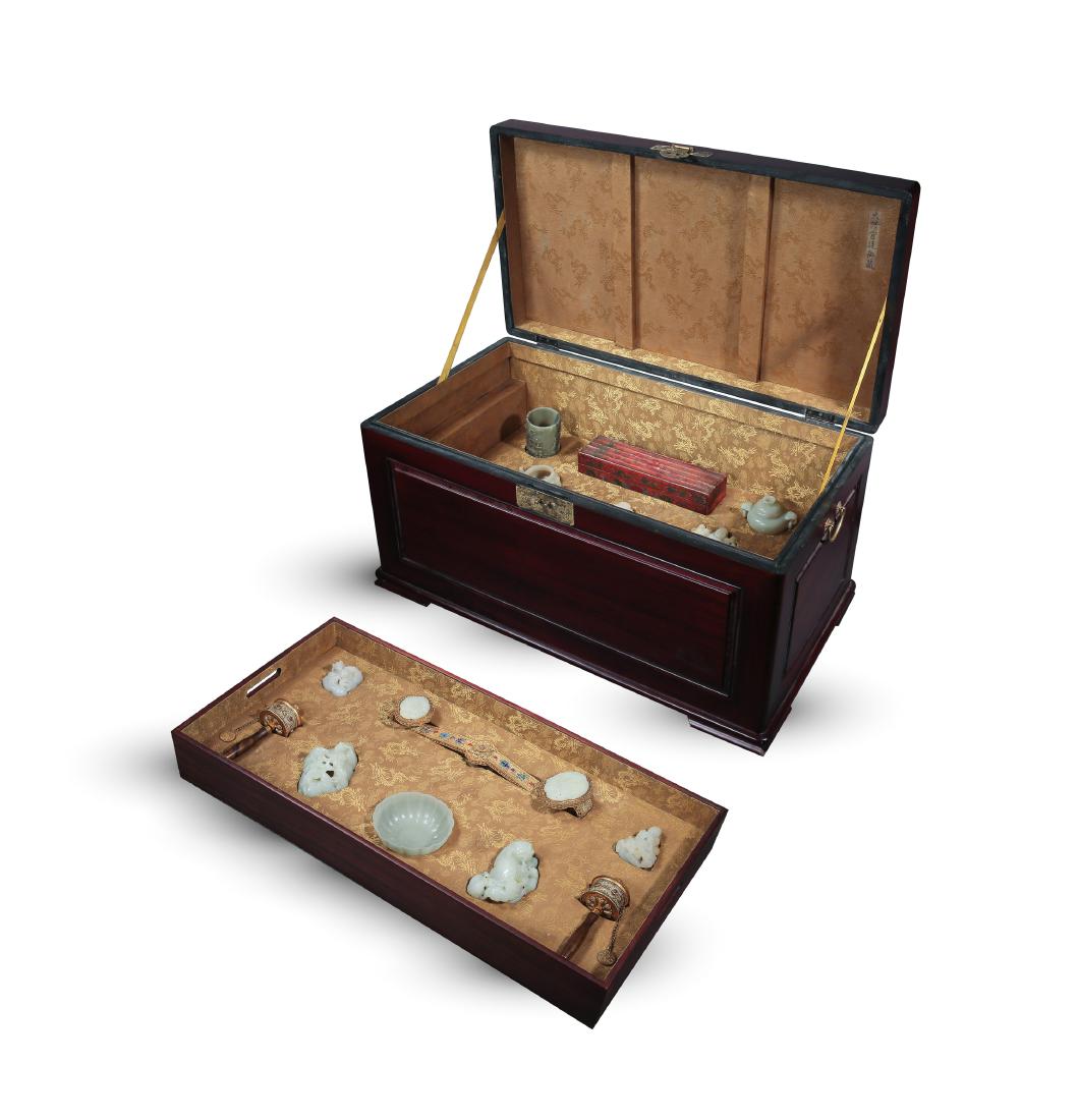 SIXTEEN CHINESE JADE CARVINGS COLLECTION IN ROSEWOOD (1 of 20)