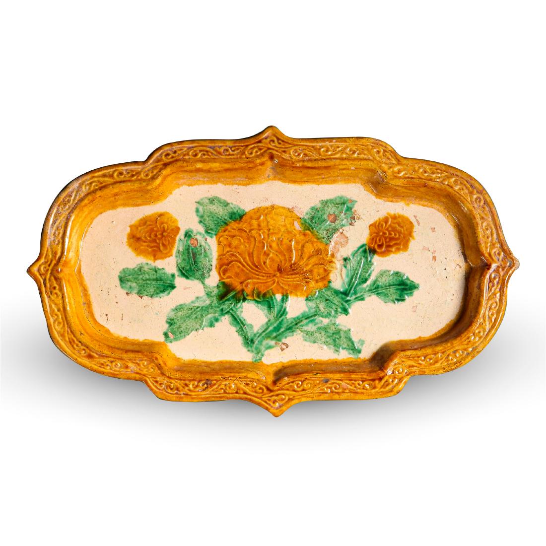 CHINESE PORCELAIN SANCAI FLOWER DISH LIAO DYNASTY (1 of 9)