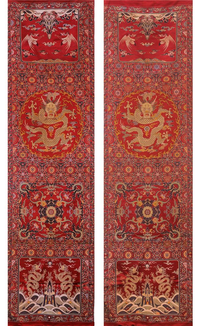 PAIR OF CHINESE EMBROIDERY KESI DRAGON TAPESTRY (1 of 11)