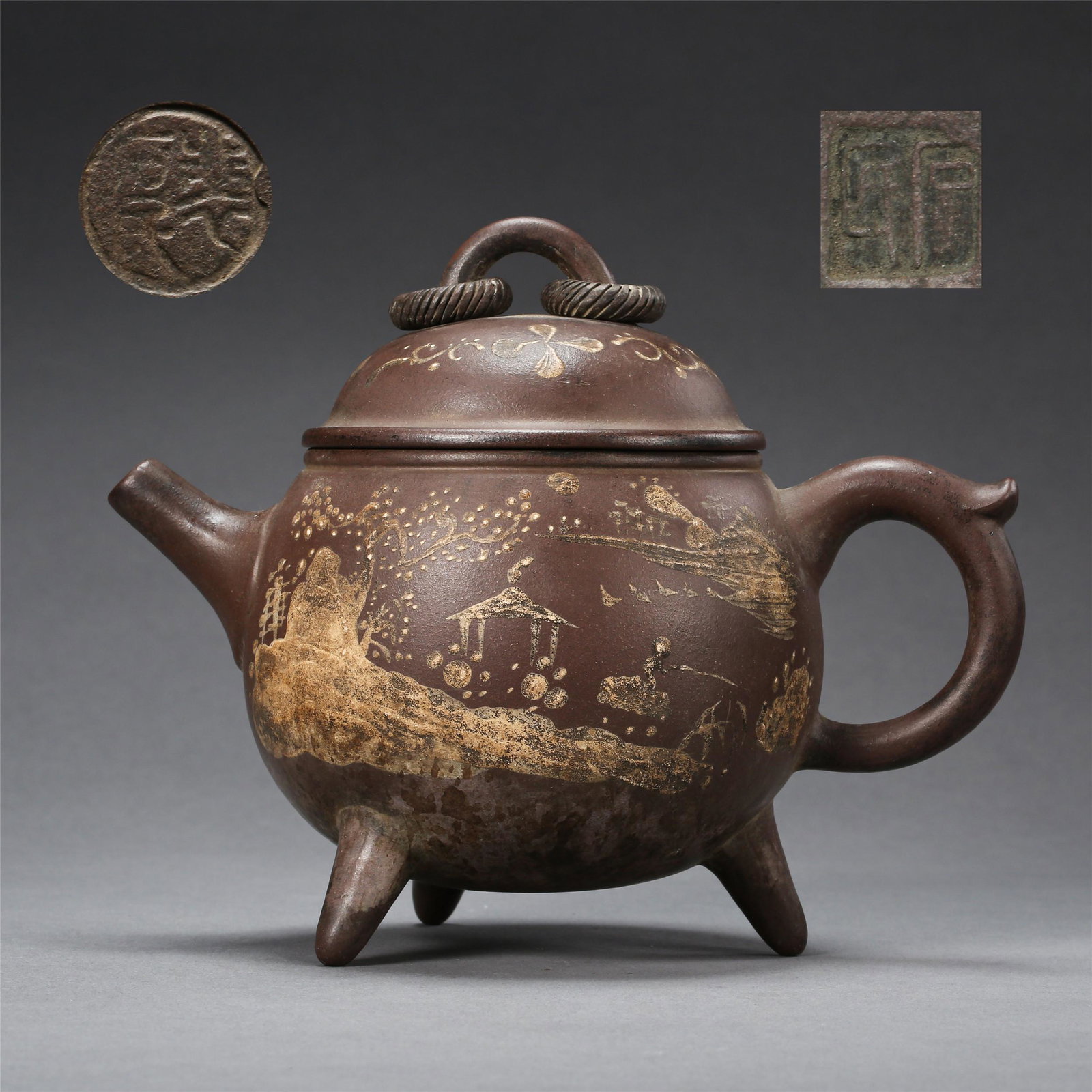 CHINESE YIXING ZISHA CLAY TEA POT: CHINESE YIXING ZISHA CLAY TEA POT. H. 15 cm. Domestic shipping $30 and oversea $100. Combined shipping available. Local pickup at our NJ warehouse available. We also accept pre-sale and post-sale offe