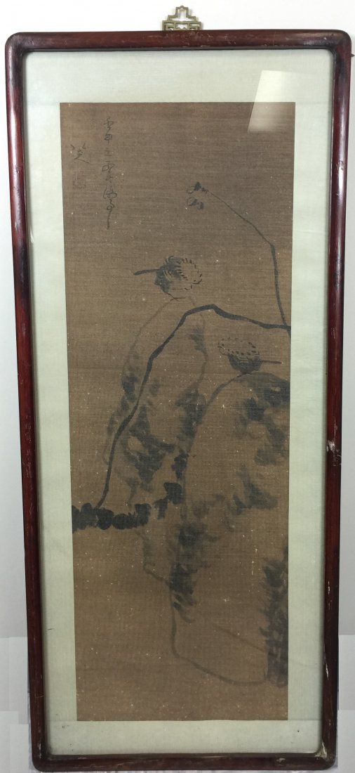 CHINESE FRAMED SCROLL PAINTING OF A BIRD (1 of 5)
