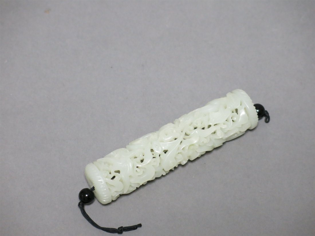 CHINESE WHITE JADE CRAVED TUBE (1 of 1)