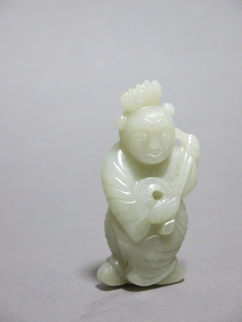 CHINESE WHITE JADE BOY WITH LOTUS (1 of 1)