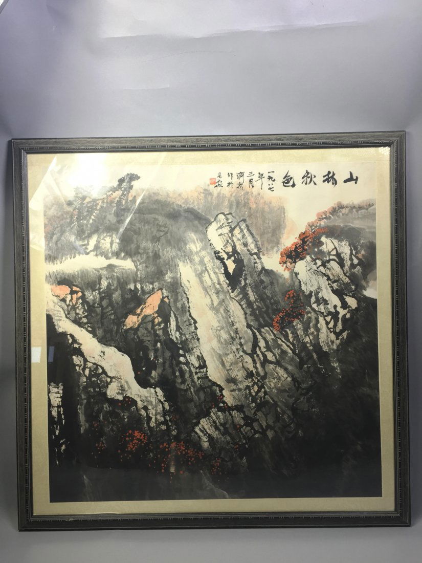 CHINESE FRAMED PAINTING OF MOUNTAIN VIEWS (1 of 5)