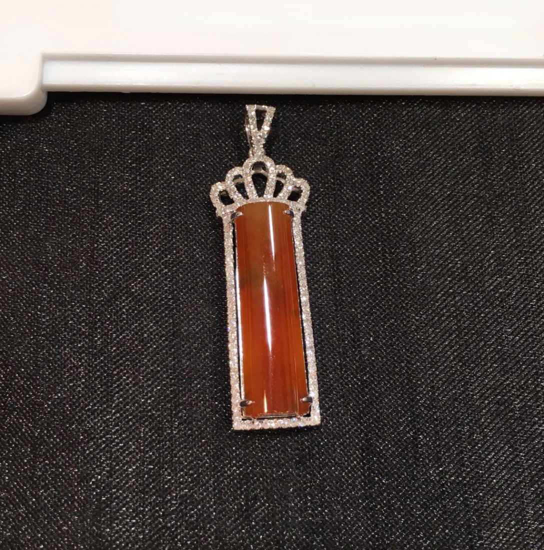 18K GOLD DIAMOND RED JADEITE PENDANT (1 of 3)