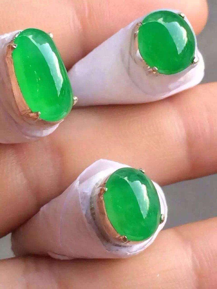 THREE NATURAL JADEITE RING SURFACES (1 of 3)