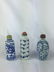THREE CHIENSE PORCELAIN B&W SNUFF BOTTLES