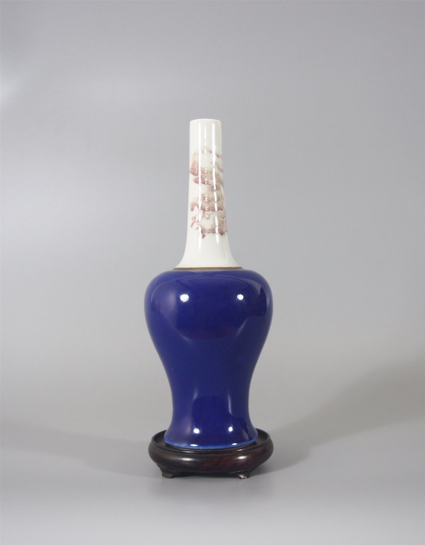 CHINESE PORCELAIN RED UNDERGLAZE BLUE GLAZE VASE (1 of 5)