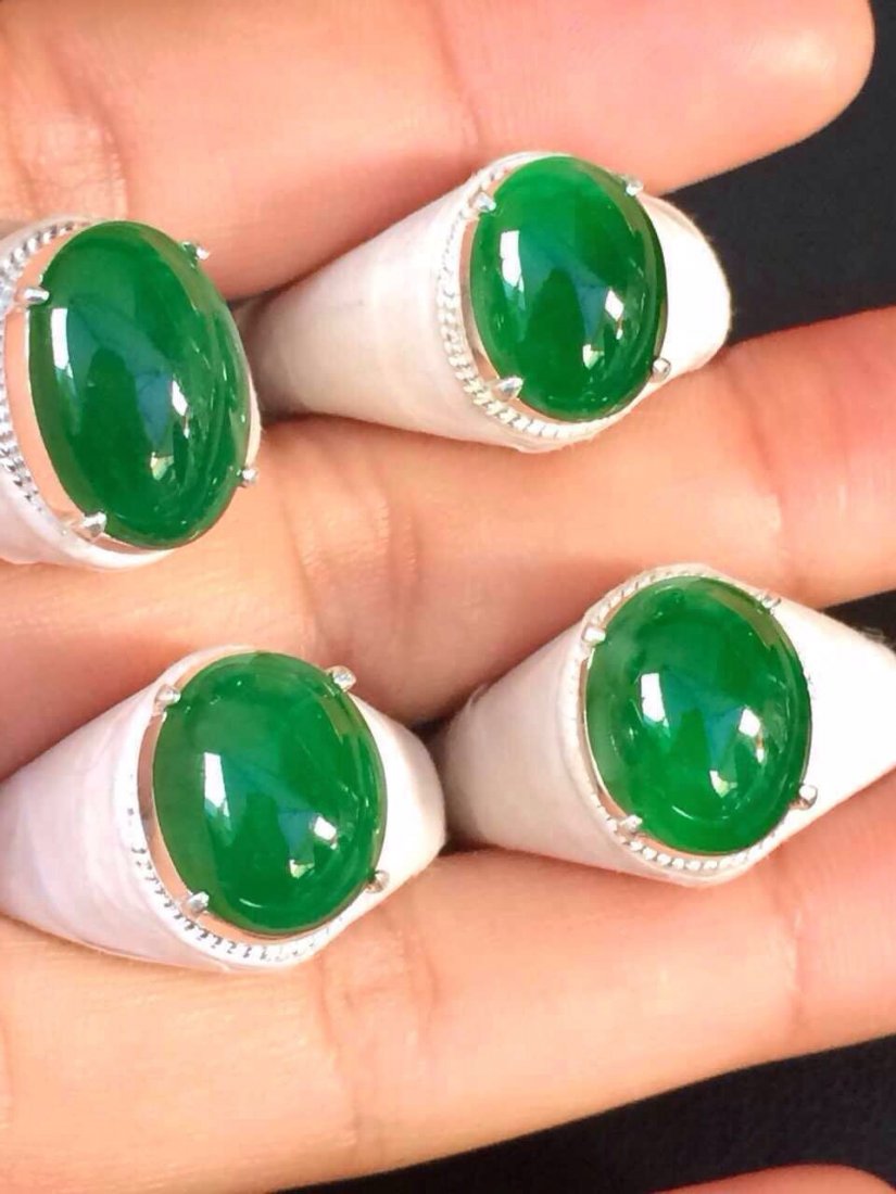 FOUR NATURAL JADEITE RING SURFACES (1 of 6)
