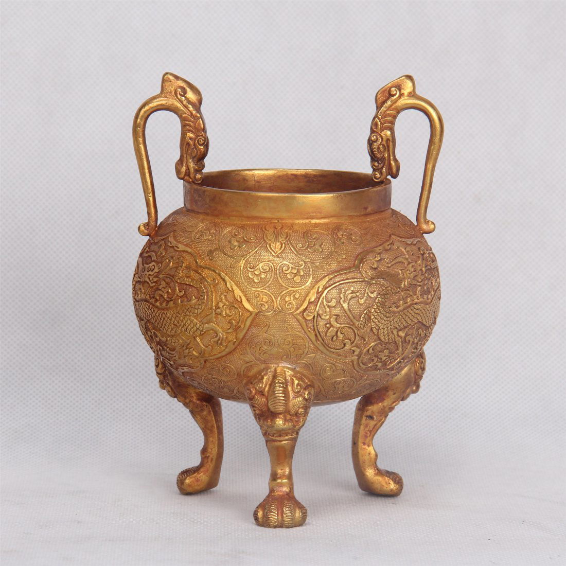 CHINESE GILDED BRONZE HANDLES CENSER (1 of 7)