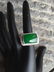 18K GOLD DIAMOND NATURAL JADEITE MAN'S RING - 4