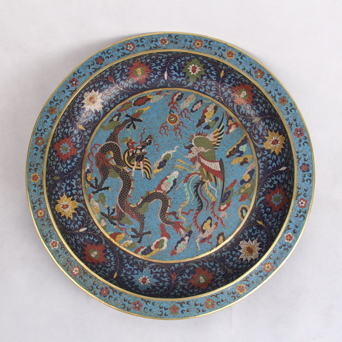 LARGE CHINESE CLOISONNE CHARGER (1 of 7)