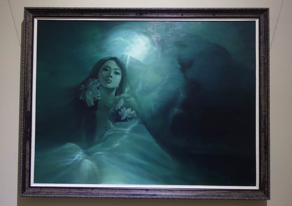 CHINESE COMTEMPORARY OIL PAINTING ON CONVASE BY HAI TAO: CHINESE COMTEMPORARY OIL PAINTING ON CONVASE BY HAI TAO. Image size 200 cm by 150 cm. Acquired directly from artist.