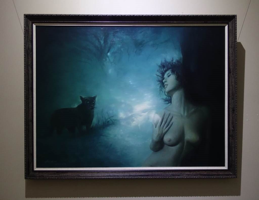 CHINESE COMTEMPORARY OIL PAINTING ON CONVASE BY HAI TAO: CHINESE COMTEMPORARY OIL PAINTING ON CONVASE BY HAI TAO. Image size 200 cm by 150 cm. Acquired directly from artist.