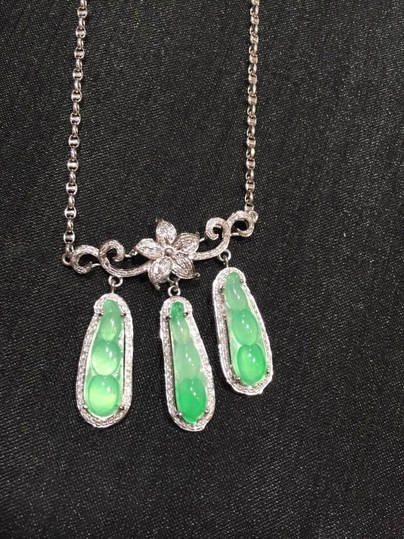 18K GOLD DIAMOND THREE NATURAL JADEITE PENDANTS (1 of 3)