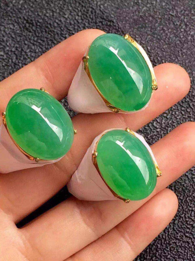 THREE NATURAL JADEITE RING SURFACES (1 of 4)