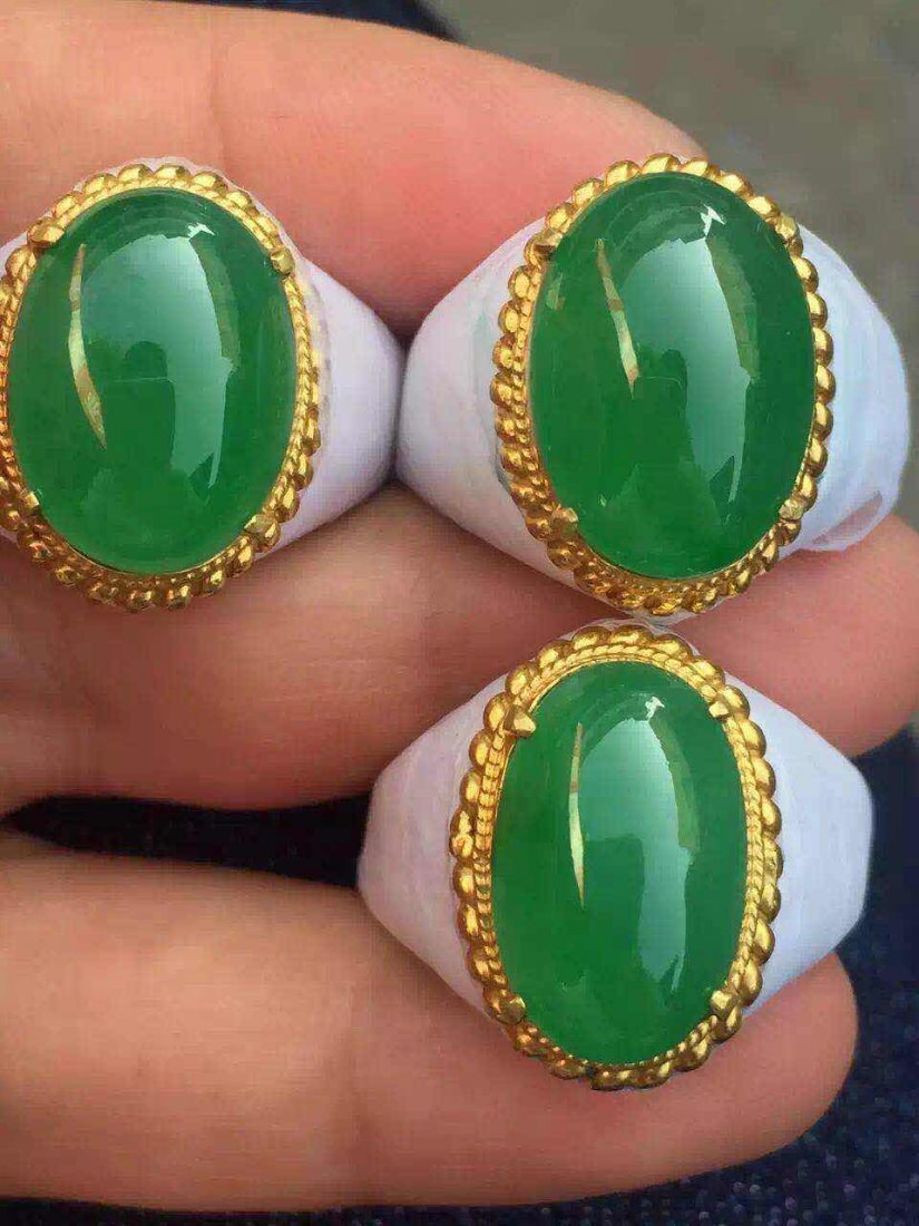 THREE NATURAL JADEITE RING SURFACES (1 of 4)