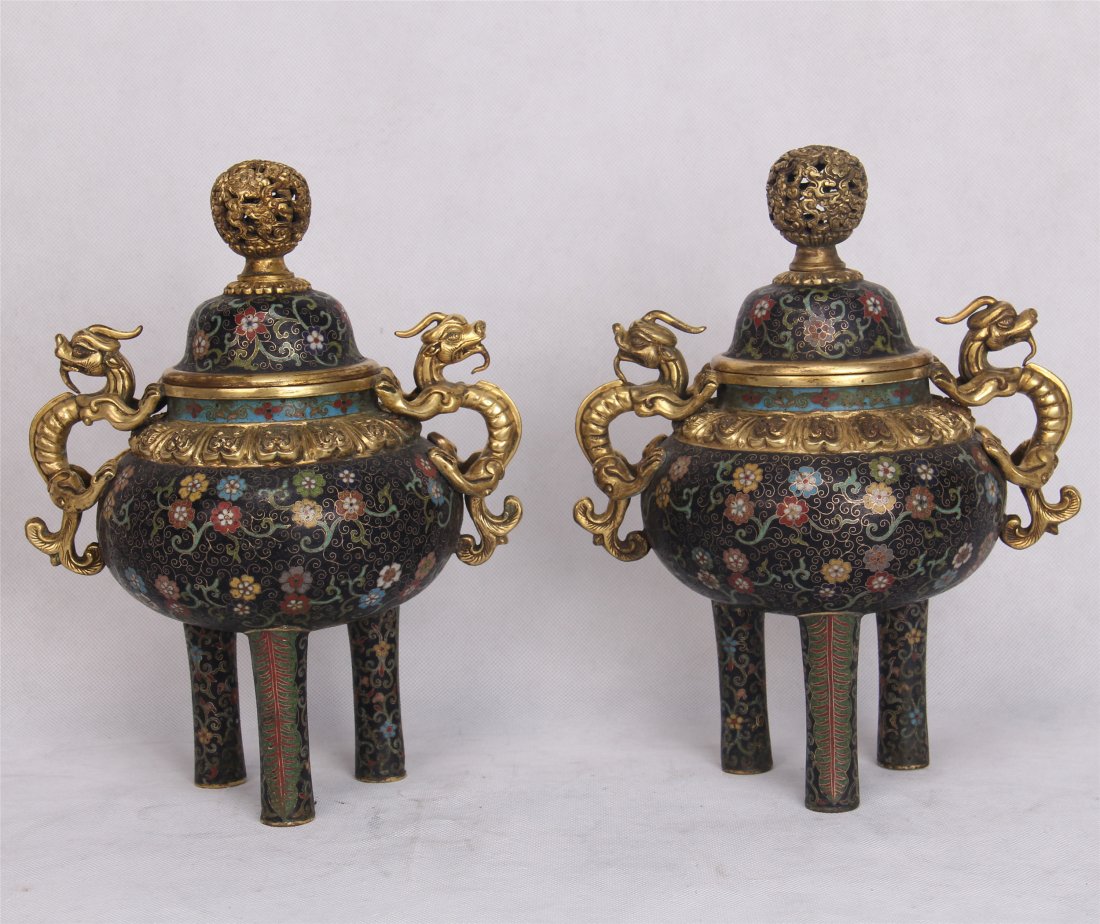 PAIR OF CHINESE CLOISONNE CENSER (1 of 6)